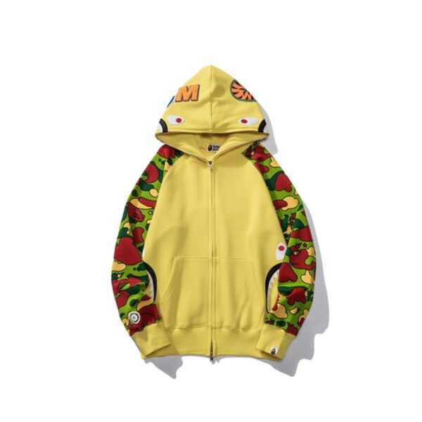 BP Hoodie Yellow Shark Camo Bape Full-Zip - Image 2