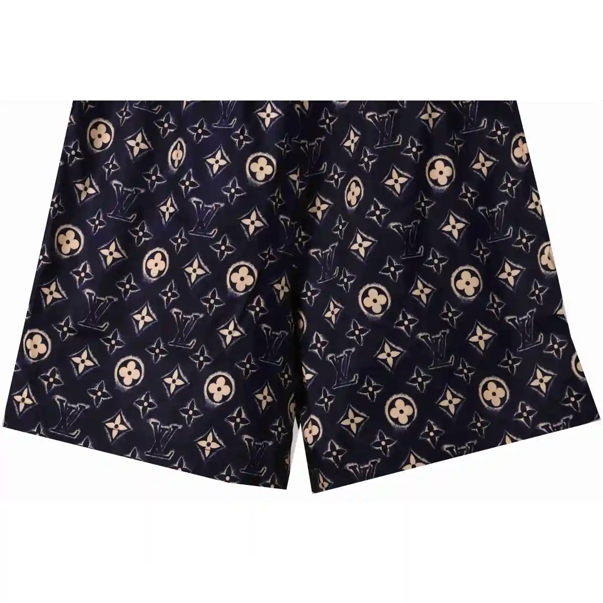 LV Monogram Printed Silk Shorts Black - Image 4