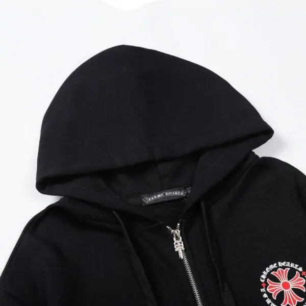 CHRM HRTS Hoodie Black Red Embroidered CH081 - Image 8