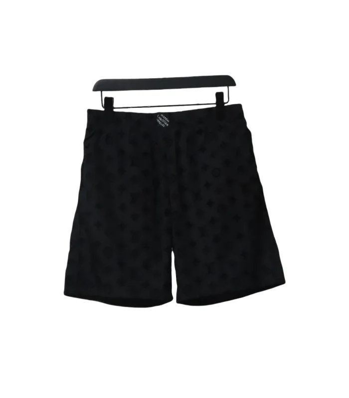 LV Printed Flocked Beach Shorts Black