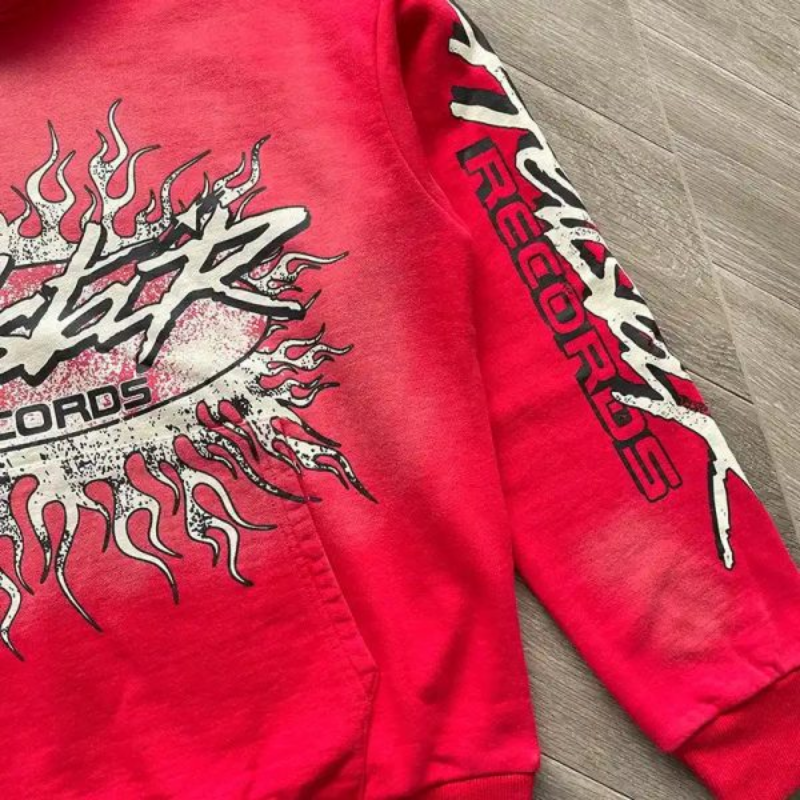 HLSTR Hoodie Records Hoodie Red - Image 4