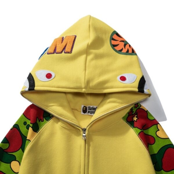 BP Hoodie Yellow Shark Camo Bape Full-Zip - Image 5