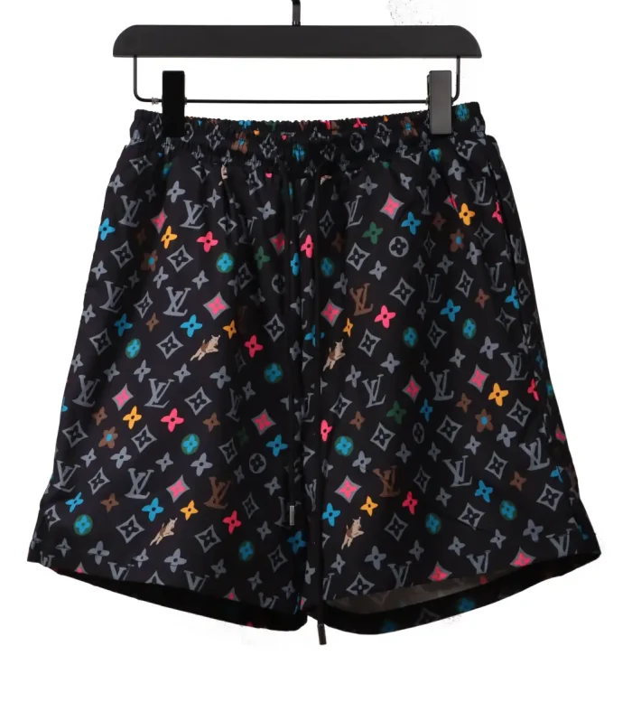 LV Multicolor Logo Jacquard Beach Shorts