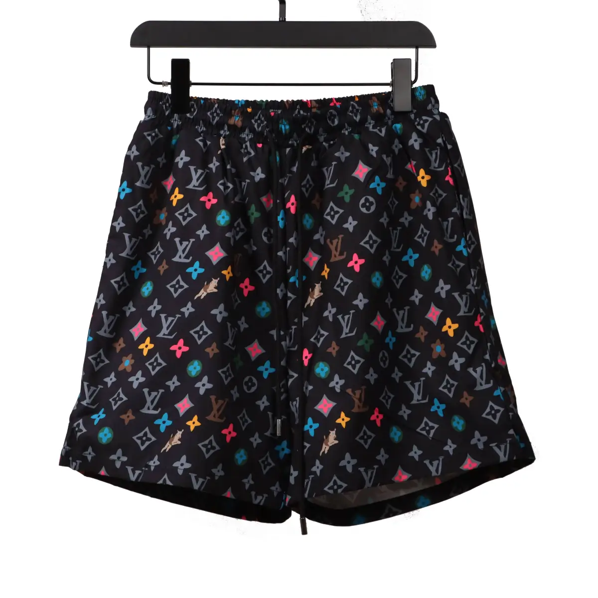 LV Multicolor Logo Jacquard Beach Shorts