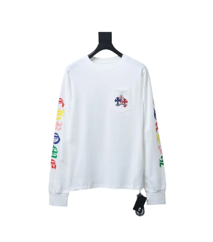CHRM HRTS Multi Color Cross Logo Long Sleeves T shirt White