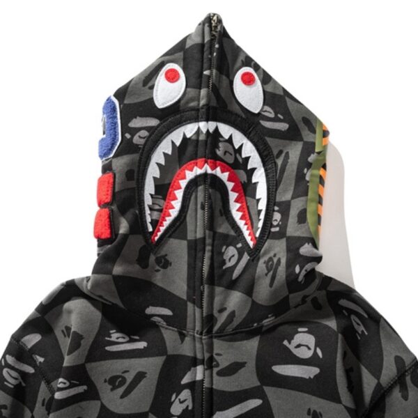 BP Hoodie Shark Logo Checkered Black - Image 3