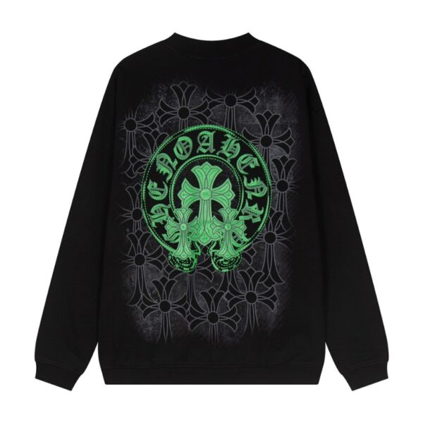 CHRM HRTS Sweatshirt Neon Green Crosses Black CH009 - Image 2