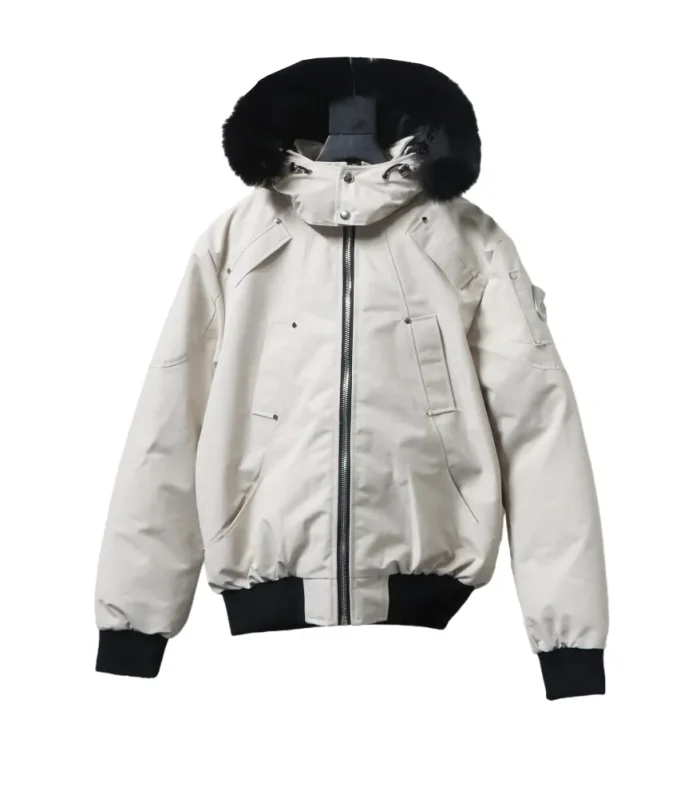 MK Men’s Balistic Bomber Zip-Up Fur Jacket White