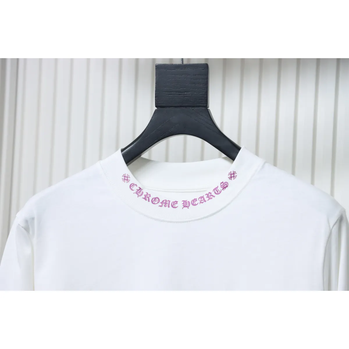 CHRM HRTS Purple Neck Logo Long Sleeve T-Shirt White - Image 4