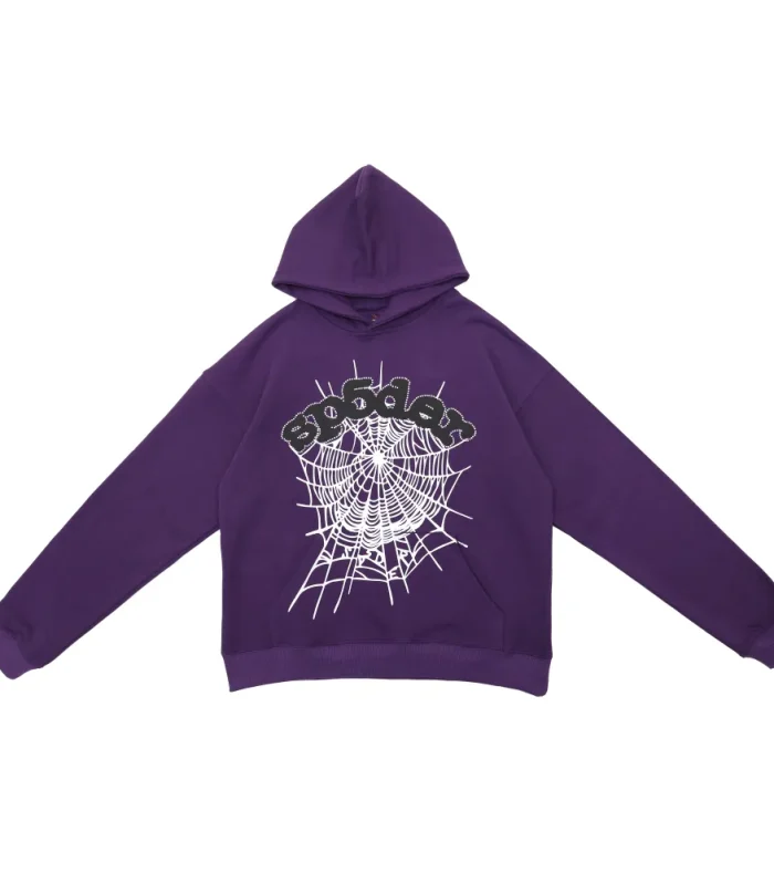 SPDR Spider Web Print Gothic Punk Purple Hoodie