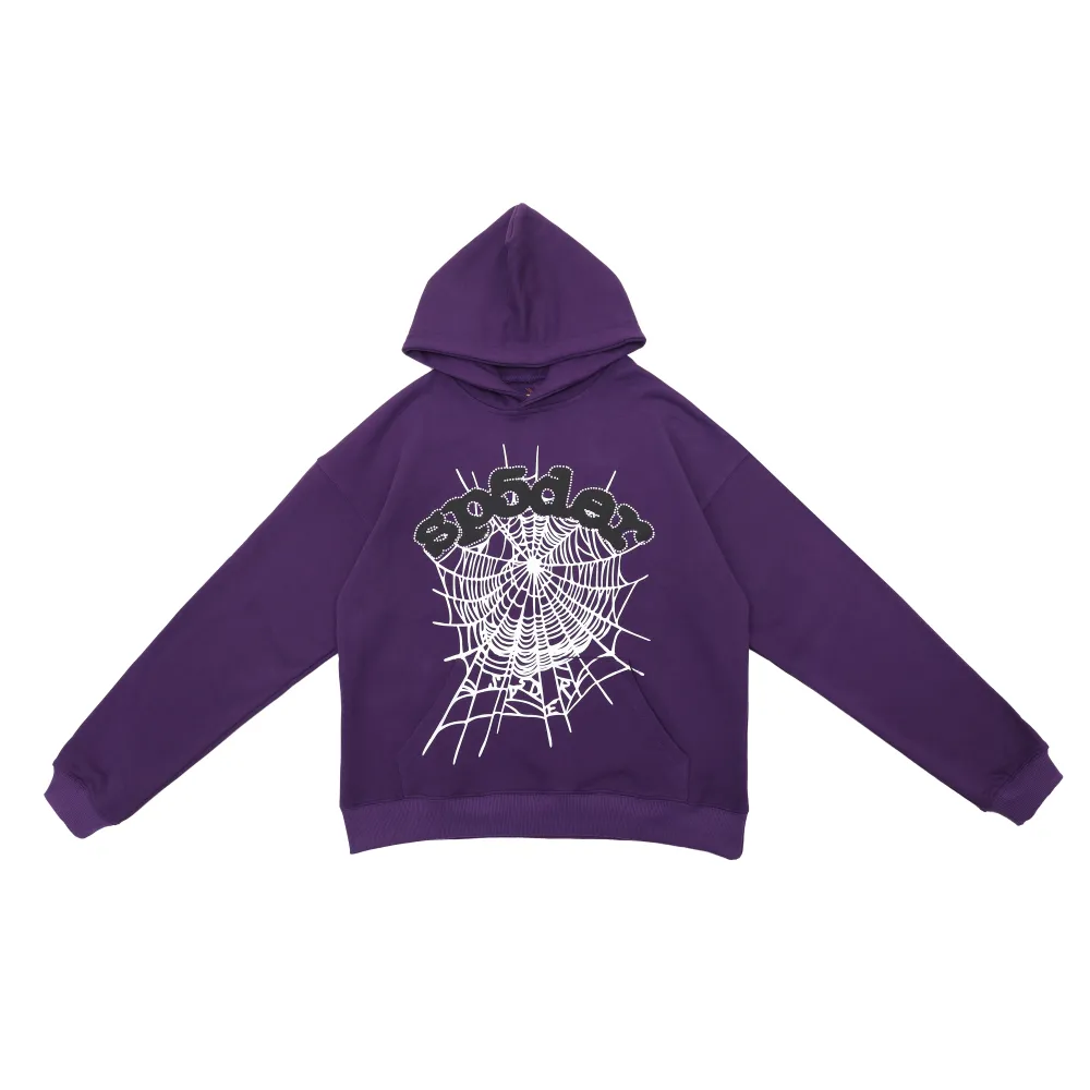 SPDR Spider Web Print Gothic Punk Purple Hoodie