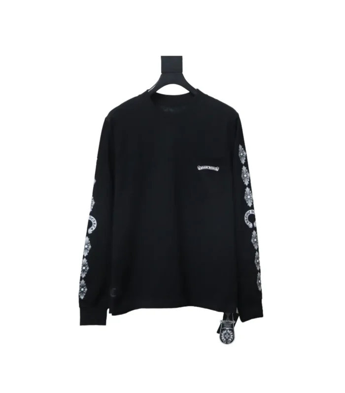 CHRM HRTS Fleur Cross Long Sleeve T Shirt Black