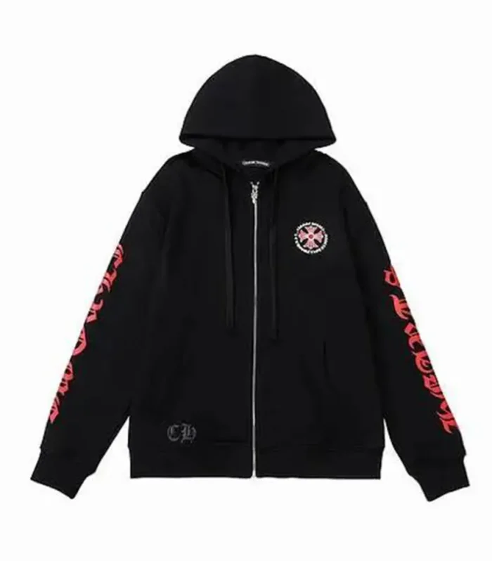 CHRM HRTS Made In Hollywood Plus Cross Zip Up Hoodie Black/Red