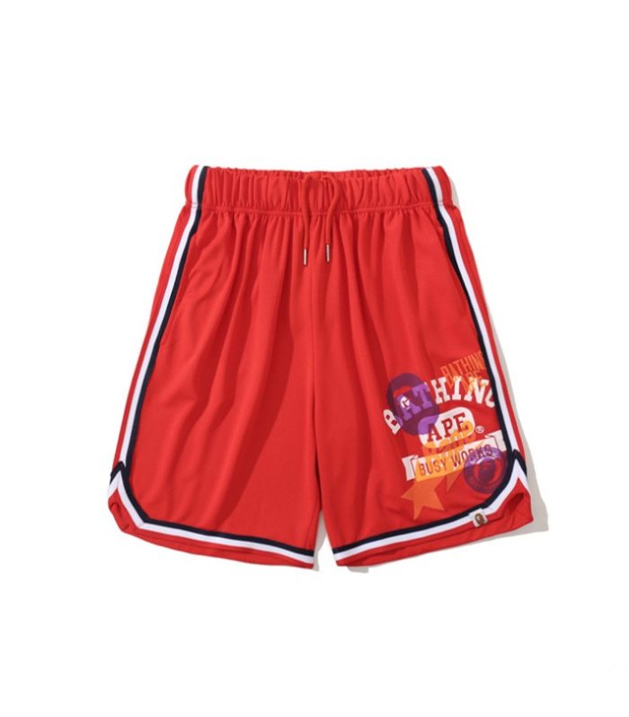 BP Shorts Busy Works Striped Trim Red