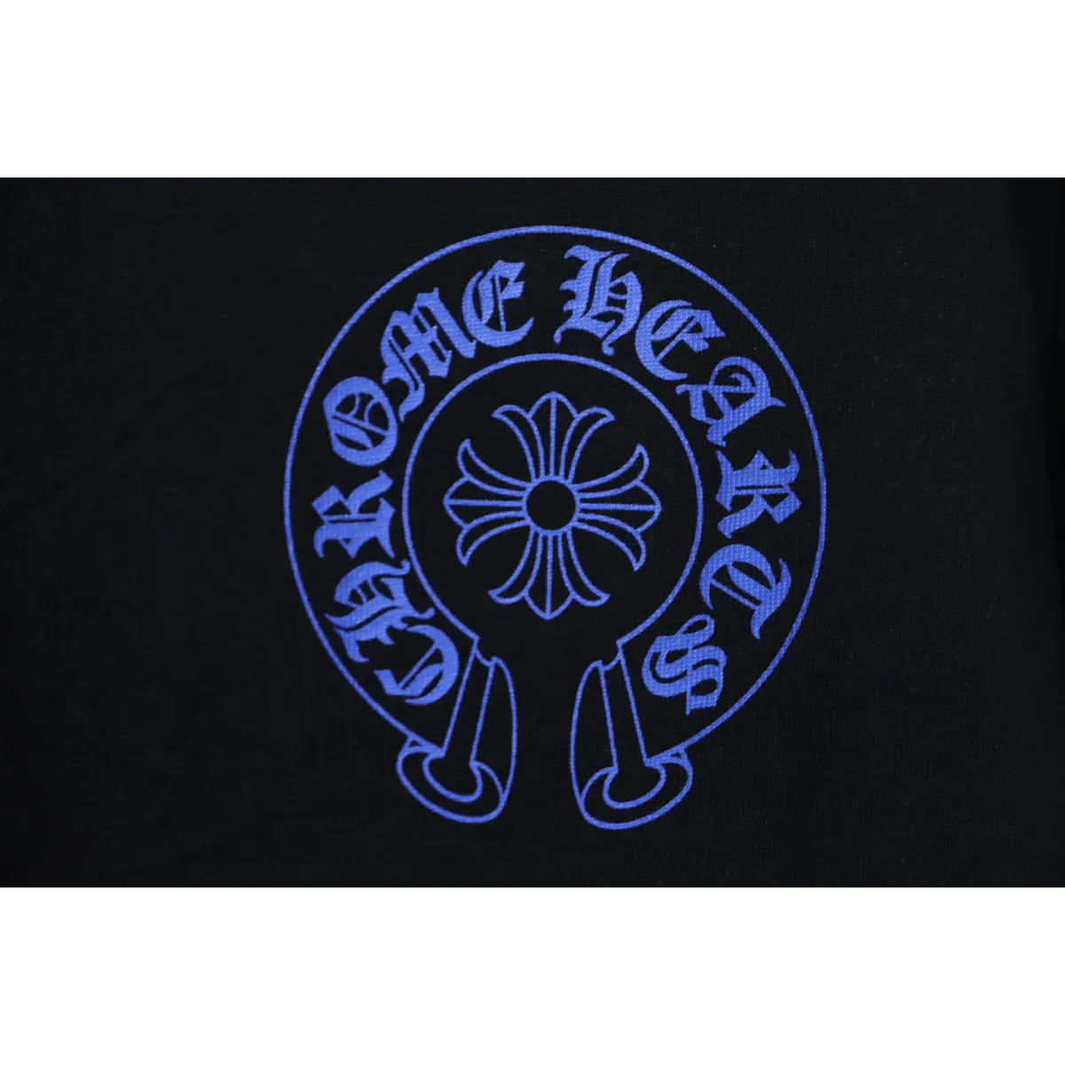 CHRM HRTS Blue Horseshoe Cross Long Sleeve T Shirt Black - Image 5