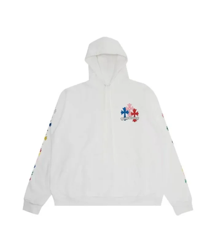 CHRM HRTS Multi Color Cross Hoodie White