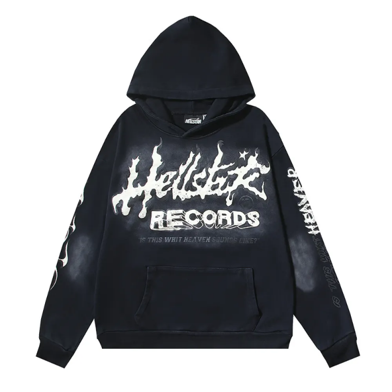 HLSTR Hell Red Flare star Retro washed distressed Print Hoodie - Image 4