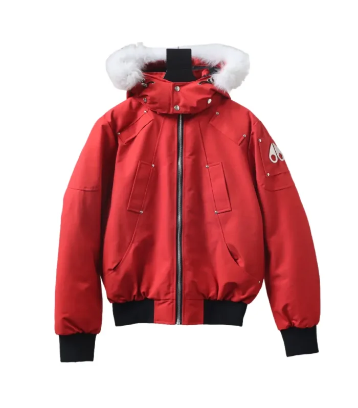 MK Men’s Balistic Bomber Zip-Up Fur Jacket Red