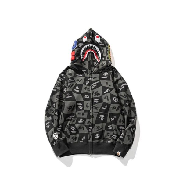 BP Hoodie Shark Logo Checkered Black