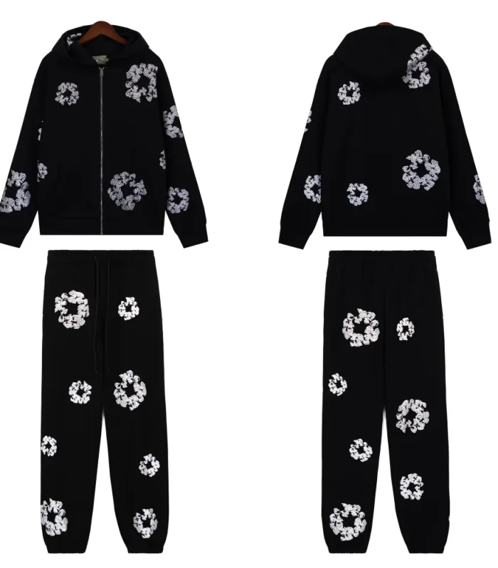 DNM TRS Cashmere Swarovski Cotton Wreath Zip Hoodie & Sweatpant Set