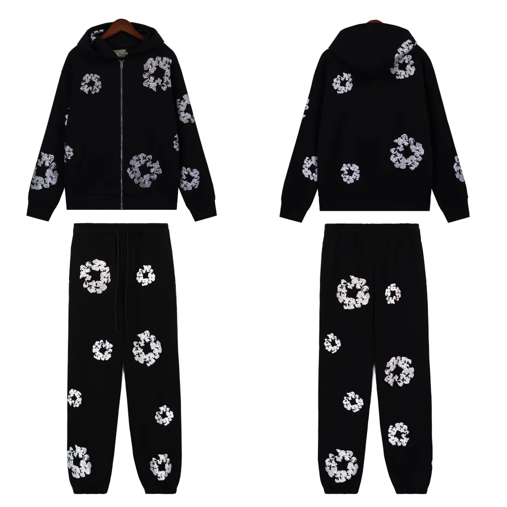 DNM TRS Cashmere Swarovski Cotton Wreath Zip Hoodie & Sweatpant Set