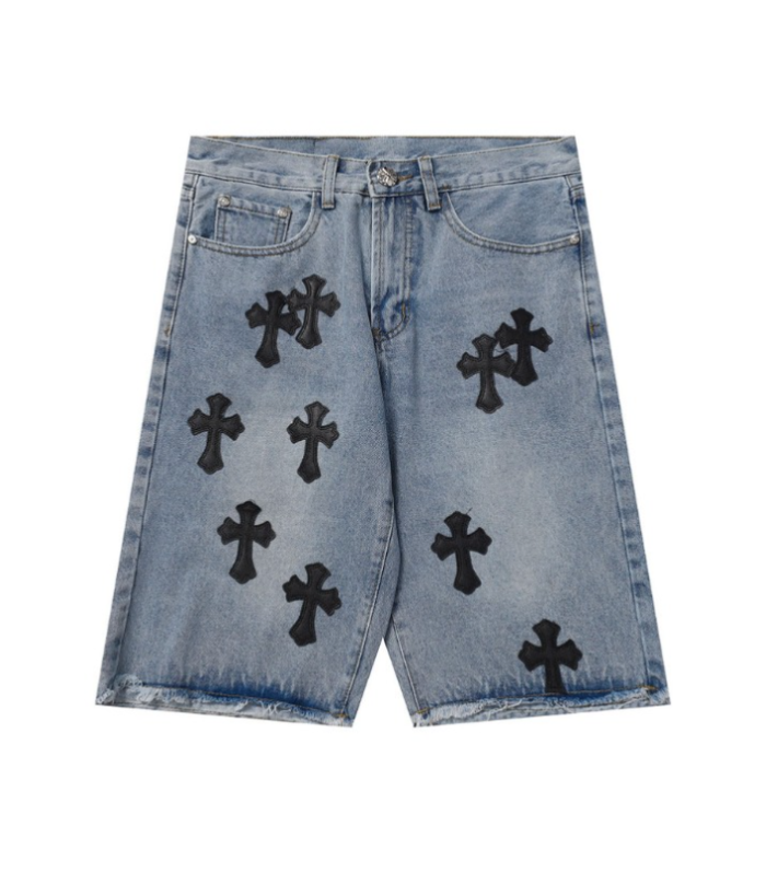 CHRM HRTS Shorts Black Cross Denim