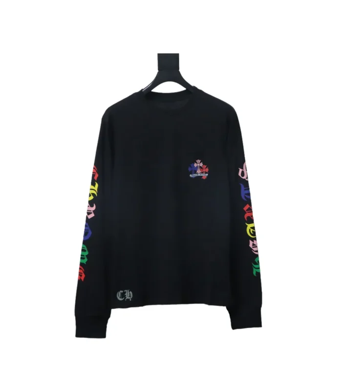 CHRM HRTS Multi Color Cross Logo Long Sleeves T shirt Black