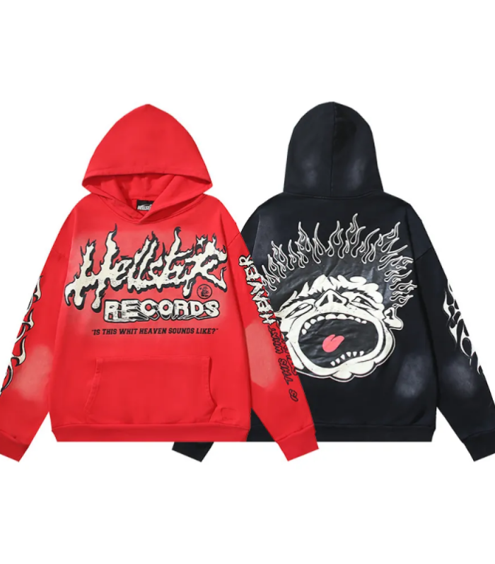 HLSTR Hell Red Flare star Retro washed distressed Print Hoodie