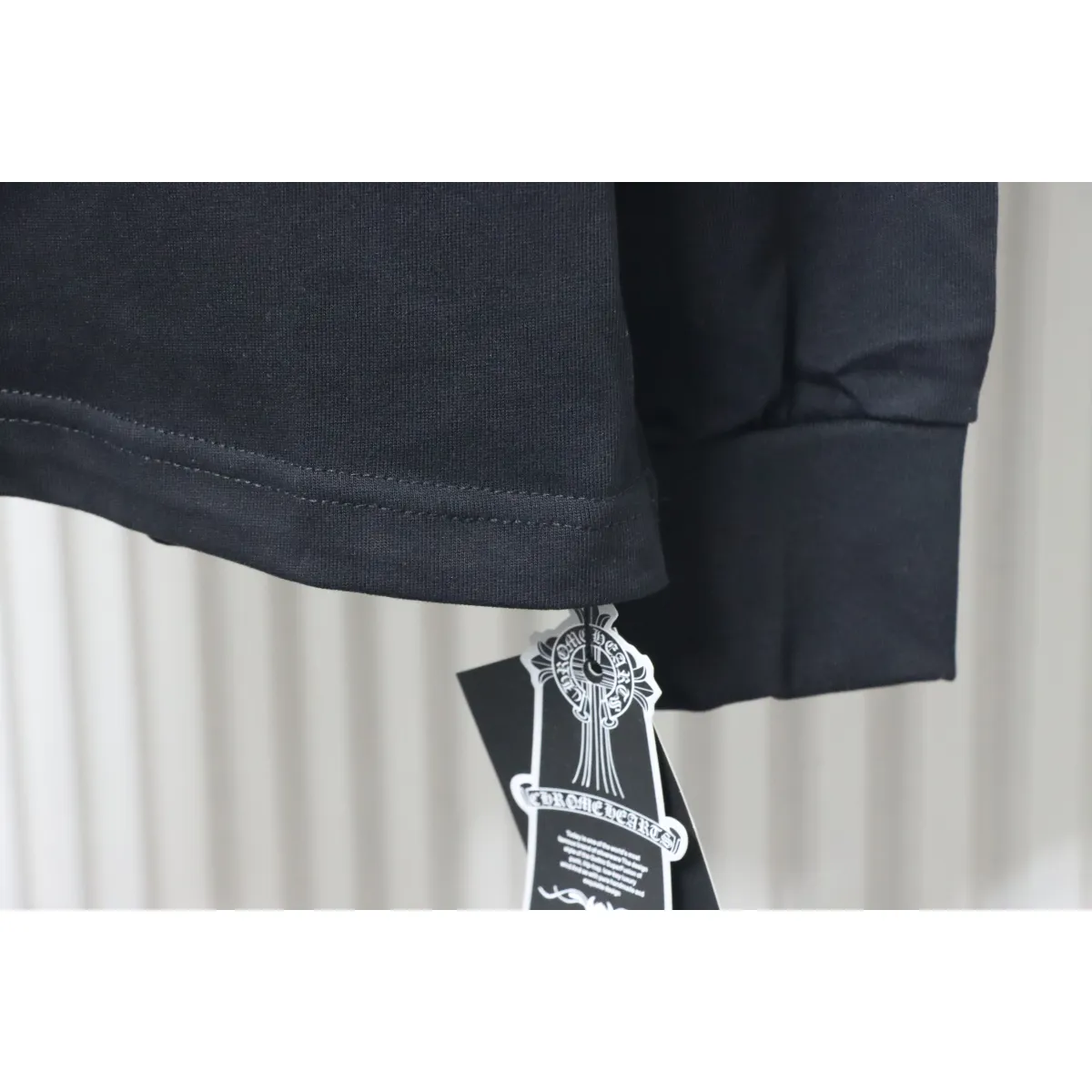 CHRM HRTS Blue Horseshoe Cross Long Sleeve T Shirt Black - Image 9