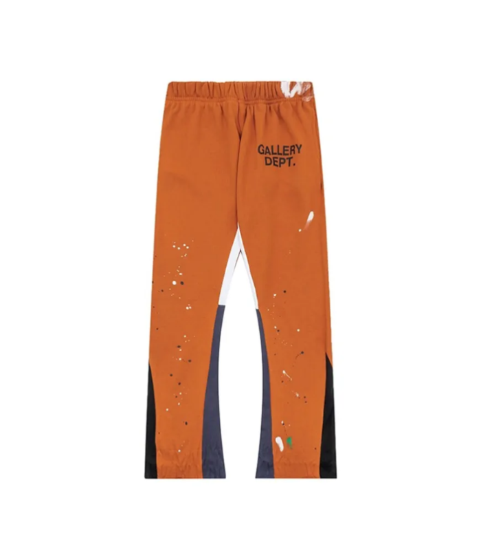 GD Painted Flare Sweat Pants Orange-Blue Patchwork