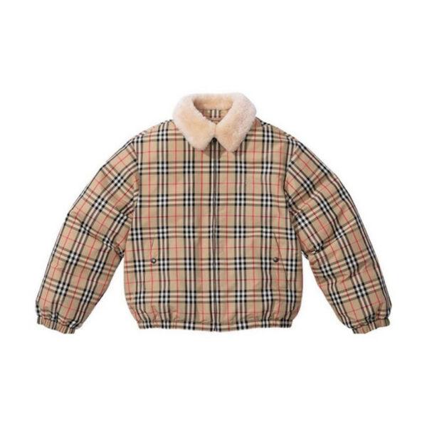 BRBRY X SPRM Jacket Plaid Shearling Collar
