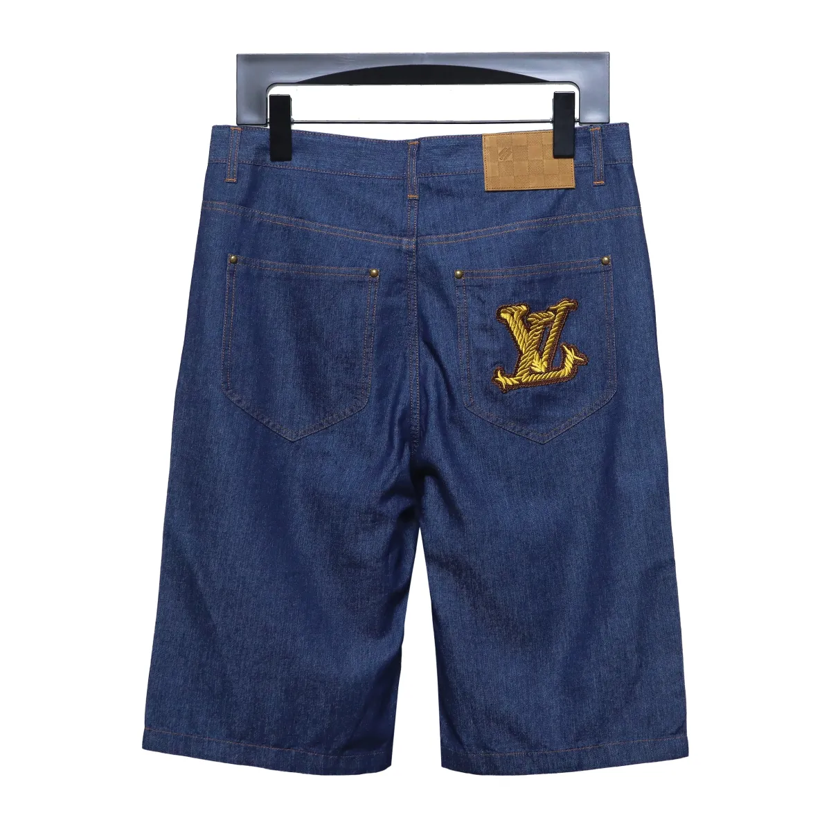 LV Rope Embroidery Denim Shorts - Image 2