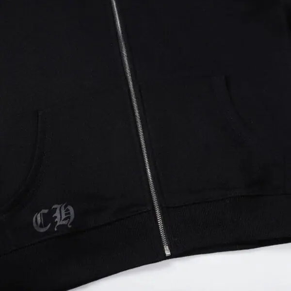 CHRM HRTS Hoodie Black Red Embroidered CH081 - Image 9