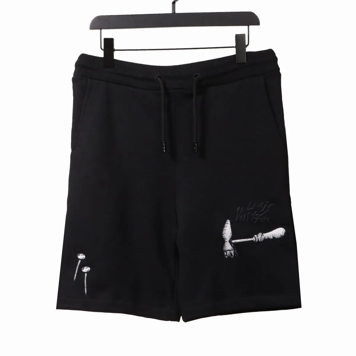 LV Tool Pattern Printed Cotton Track Shorts Black