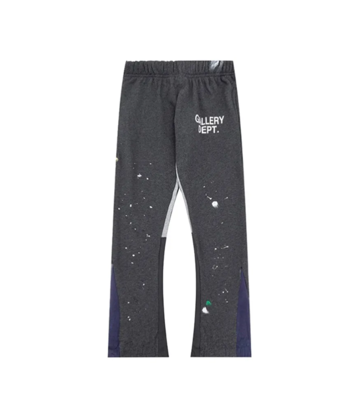 GD Painted Flare Sweat Pants Gray-Blue Patchwork