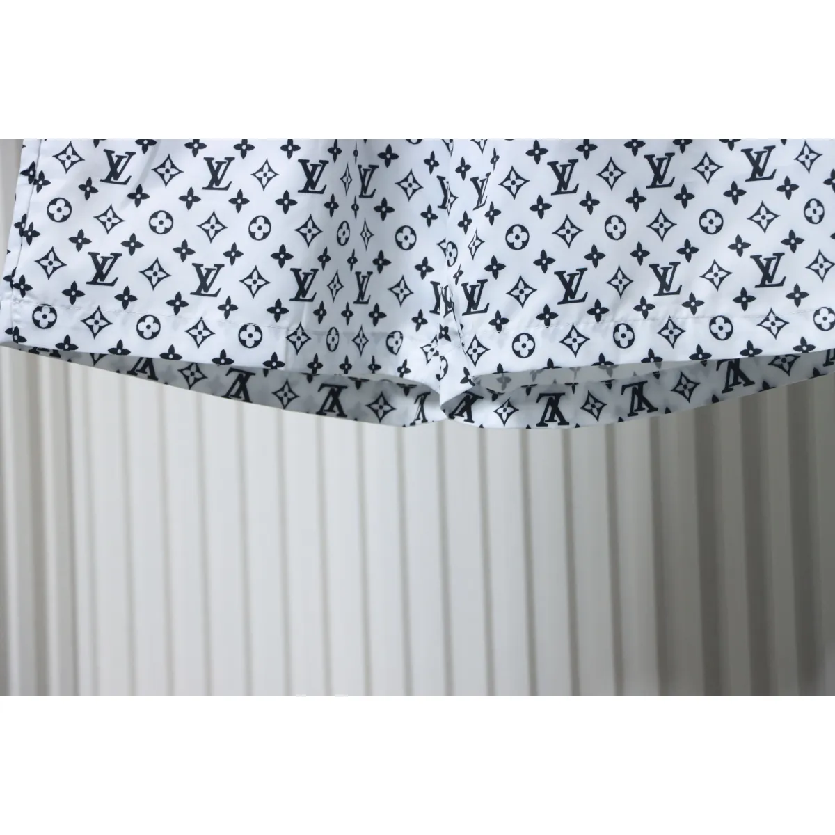 LV Checkerboard Jacquard Panel Beach Shorts White - Image 7