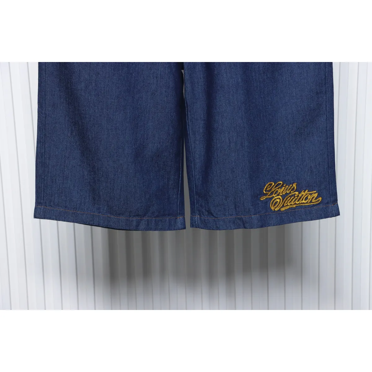 LV Rope Embroidery Denim Shorts - Image 5