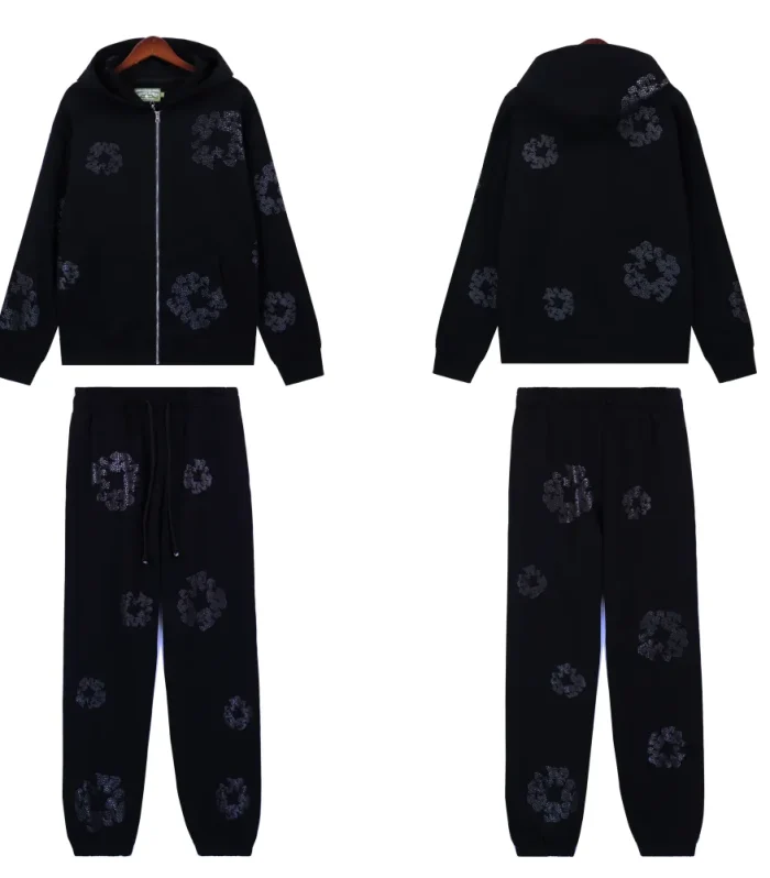 DNM TRS Cashmere Swarovski Cotton Wreath Zip Hoodie & Sweatpant Set