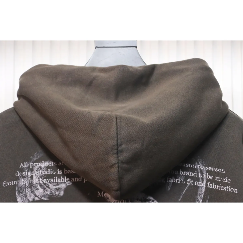OFF WHT Logo Print Cotton Hoodie Brown Black - Image 6