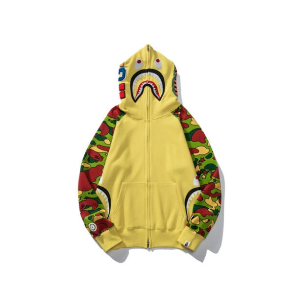 BP Hoodie Yellow Shark Camo Bape Full-Zip