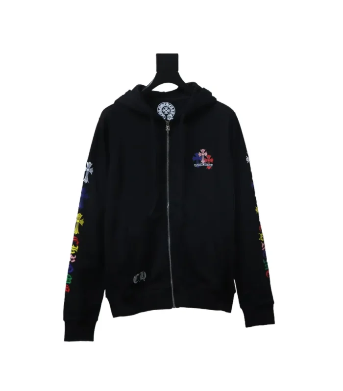 CHRM HRTS Multi Color Cross Hoodie Black