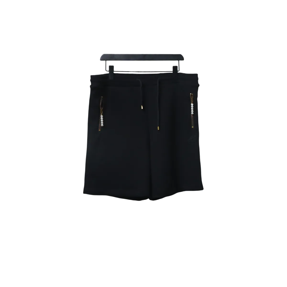 LV Pearl Pendant Embroidered Jersey Black Shorts