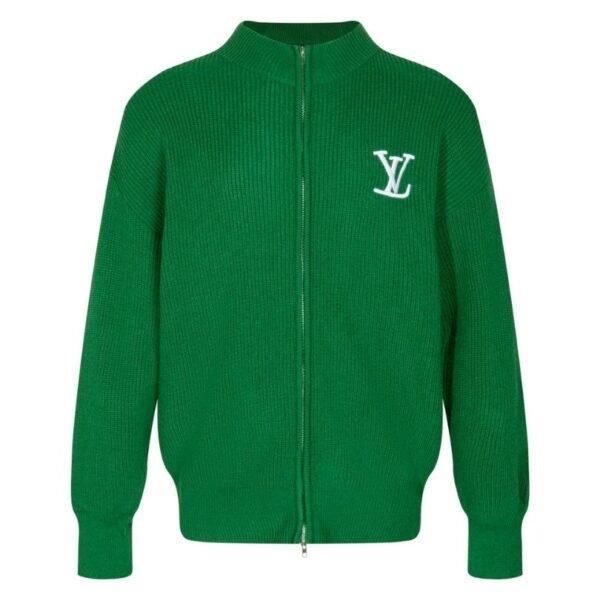 LV Sweater Green Knit Zip-Up