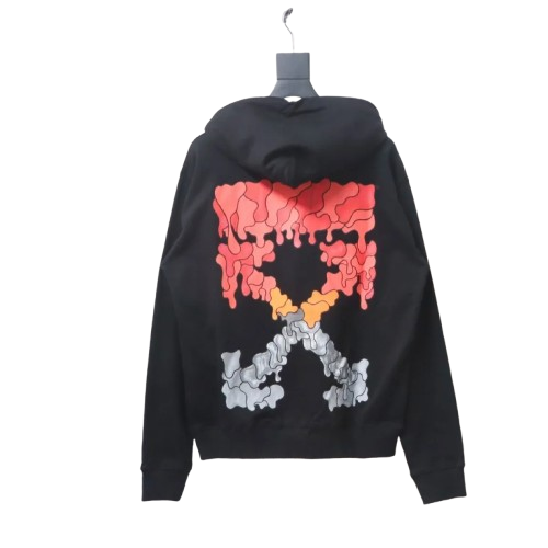 OFF WHT Arrow Print Hoodie Black Red - Image 8