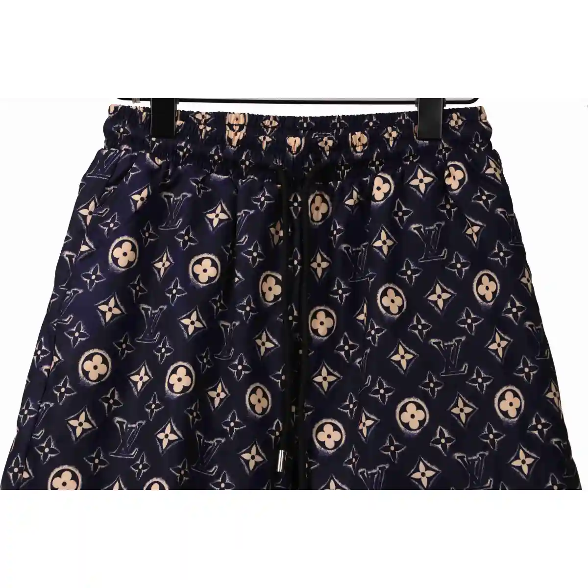 LV Monogram Printed Silk Shorts Black - Image 6