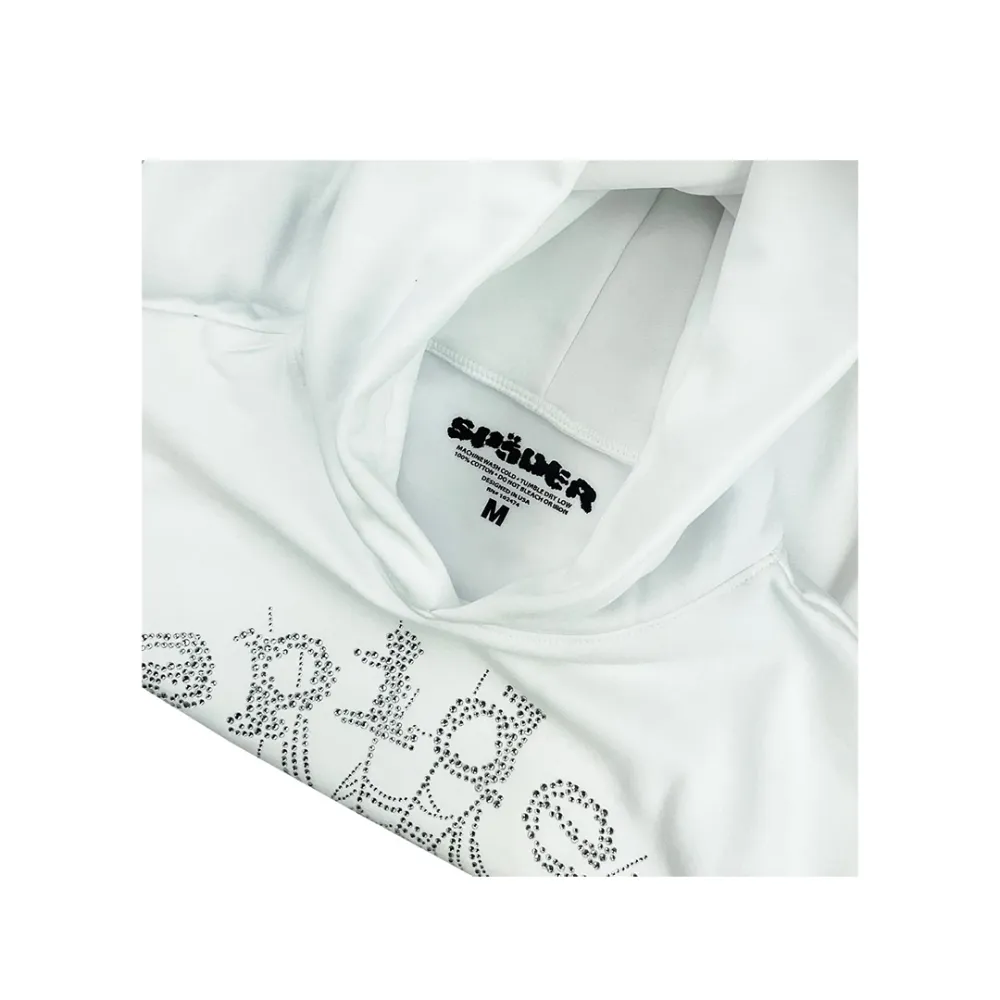SPDR OG Rhinestone Logo Hoodie White - Image 3
