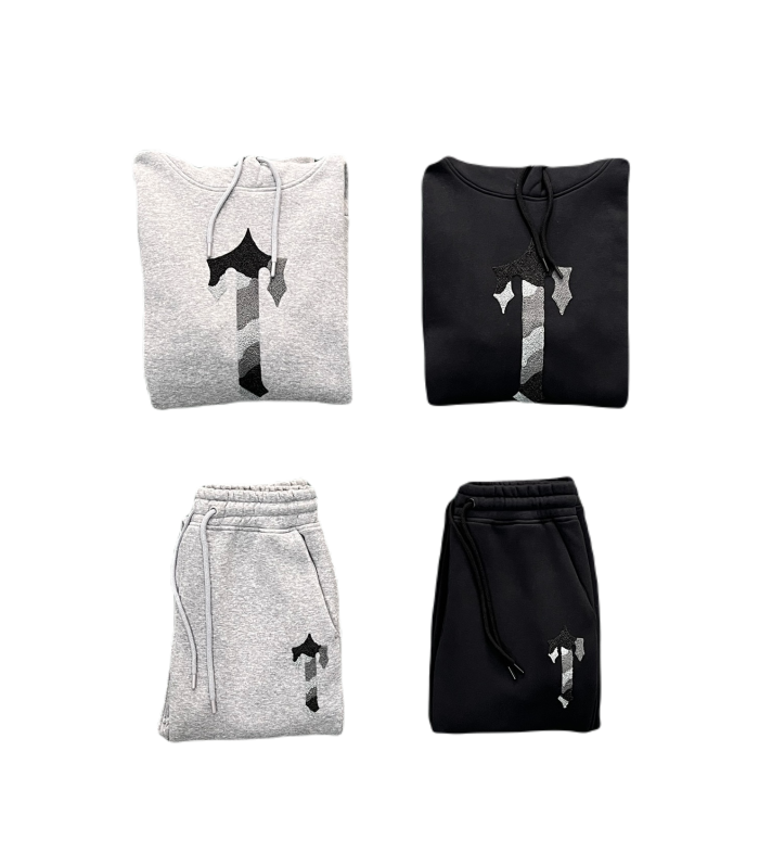 T WORD BLACK AND GREY SUIT