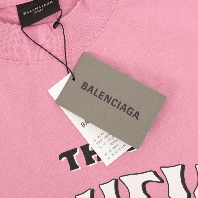 BLNCG T-shirt Graphic Slogan Distressed Pink - Image 5