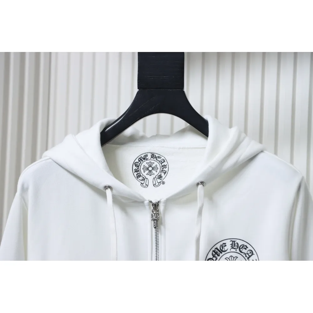 CHRM HRTS Cuff Sanskrit Print Zip-Up Hoodie White - Image 9