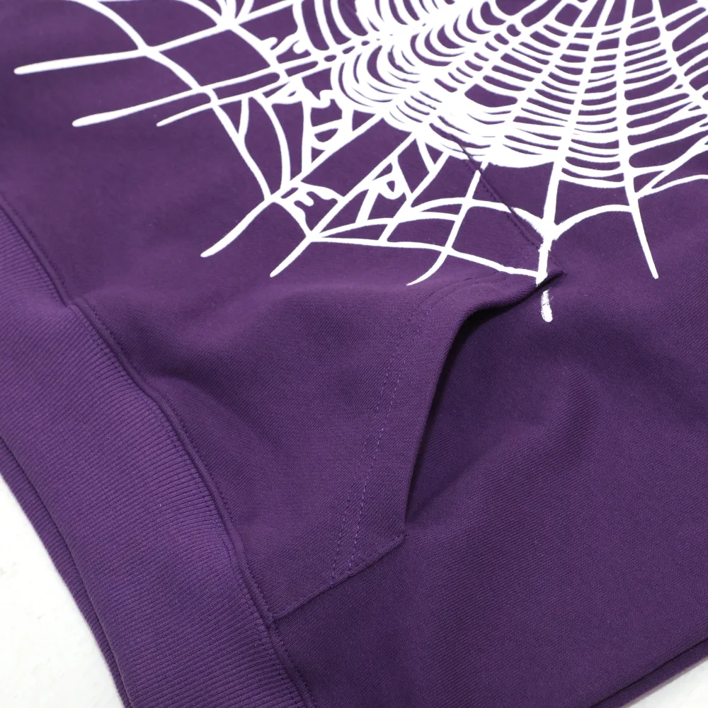 SPDR Spider Web Print Gothic Punk Purple Hoodie - Image 10